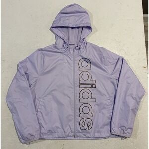 Adidas Windbreaker Hooded Jacket in Purple Tint Women's Large Full Zip